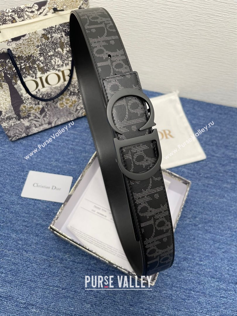 Dior CD Belt in Print Calfskin Width 4cm Black 2024 (YANG-24070418)