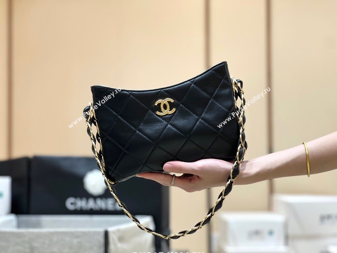 Chanel Lambskin Hobo Bag with CC Chain Strap Black AS5177 2024 Top Quality (SHUNY-24112102)