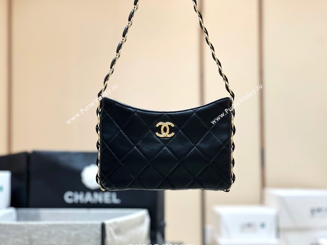 Chanel Lambskin Hobo Bag with CC Chain Strap Black AS5177 2024 Top Quality (SHUNY-24112102)