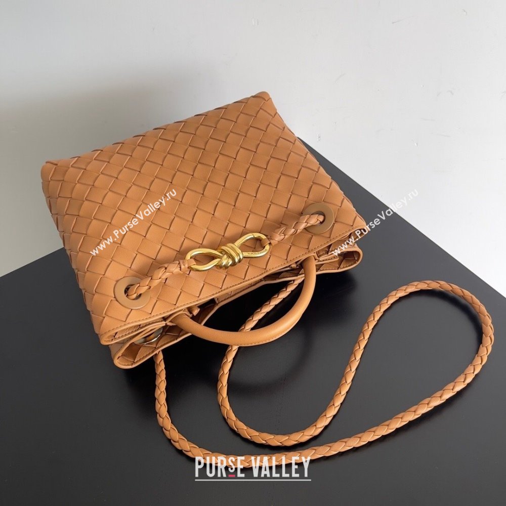 Bottega Veneta Small Andiamo Top Handle Bag in Intrecciato Leather 743568 Brown 2024 (MS-24042423)