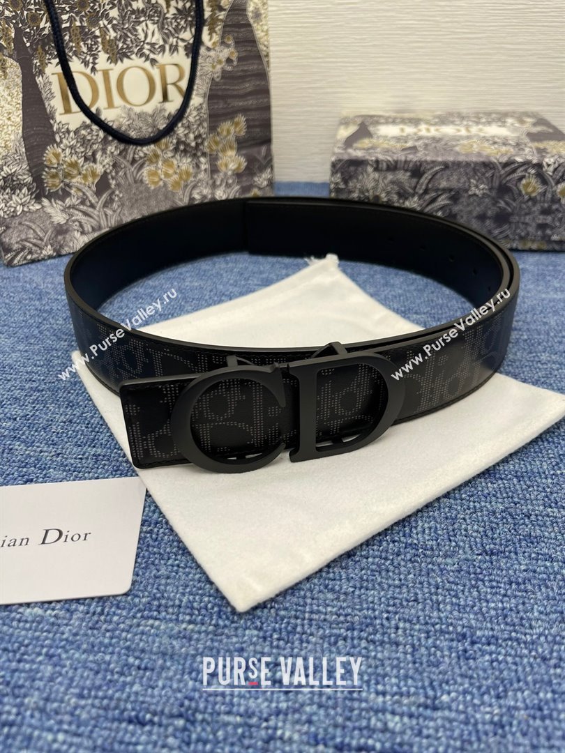 Dior CD Belt in Print Calfskin Width 4cm Black 2024 (YANG-24070418)