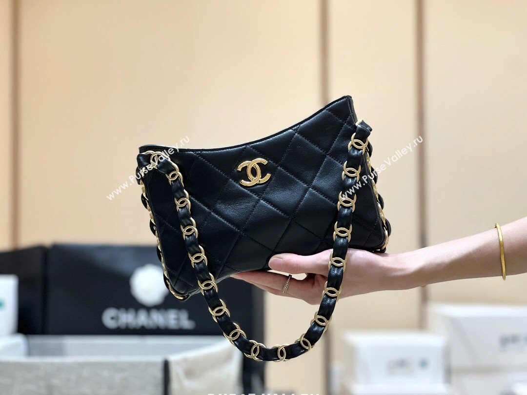 Chanel Lambskin Hobo Bag with CC Chain Strap Black AS5177 2024 Top Quality (SHUNY-24112102)