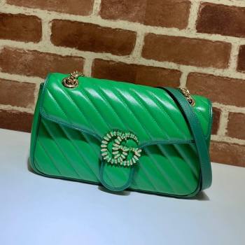 Gucci GG Marmont Small Shoulder Bag 443497 Bright Green 2021 (DLH-21072628)