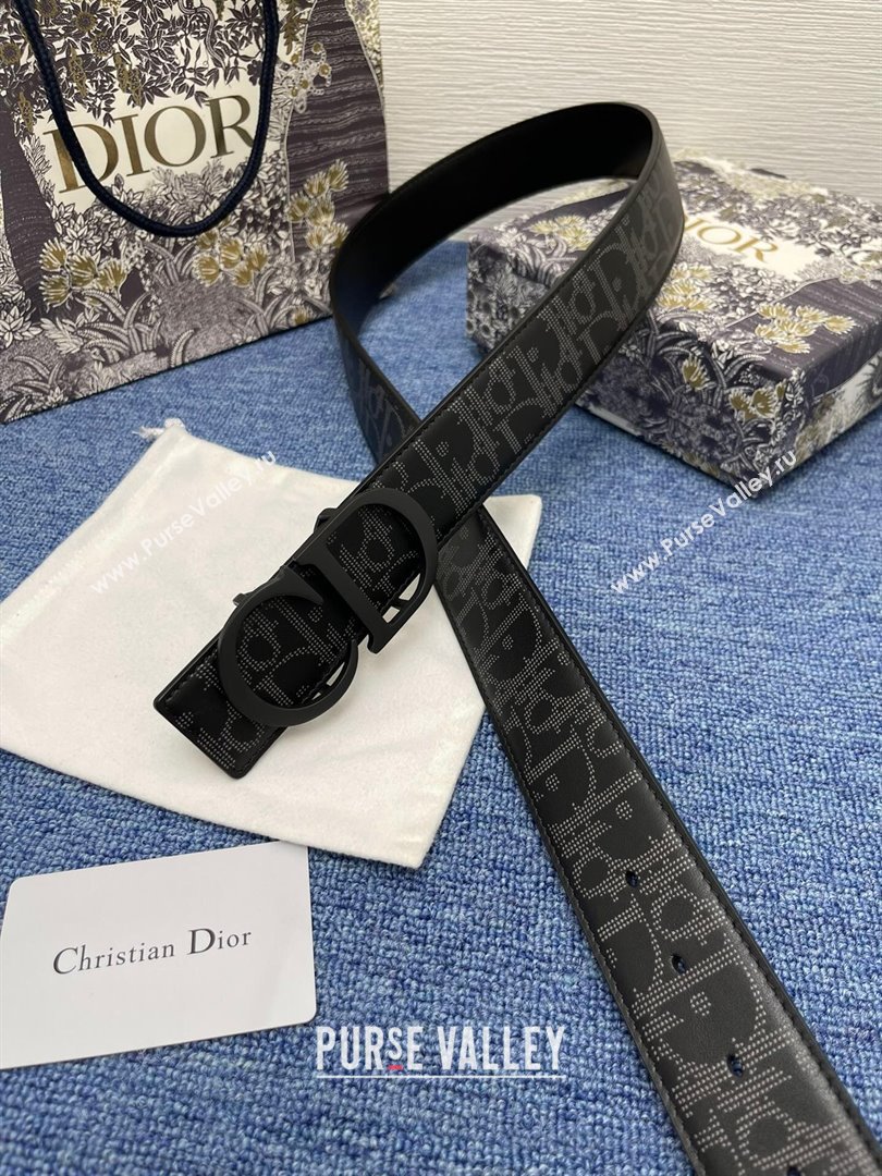 Dior CD Belt in Print Calfskin Width 4cm Black 2024 (YANG-24070418)