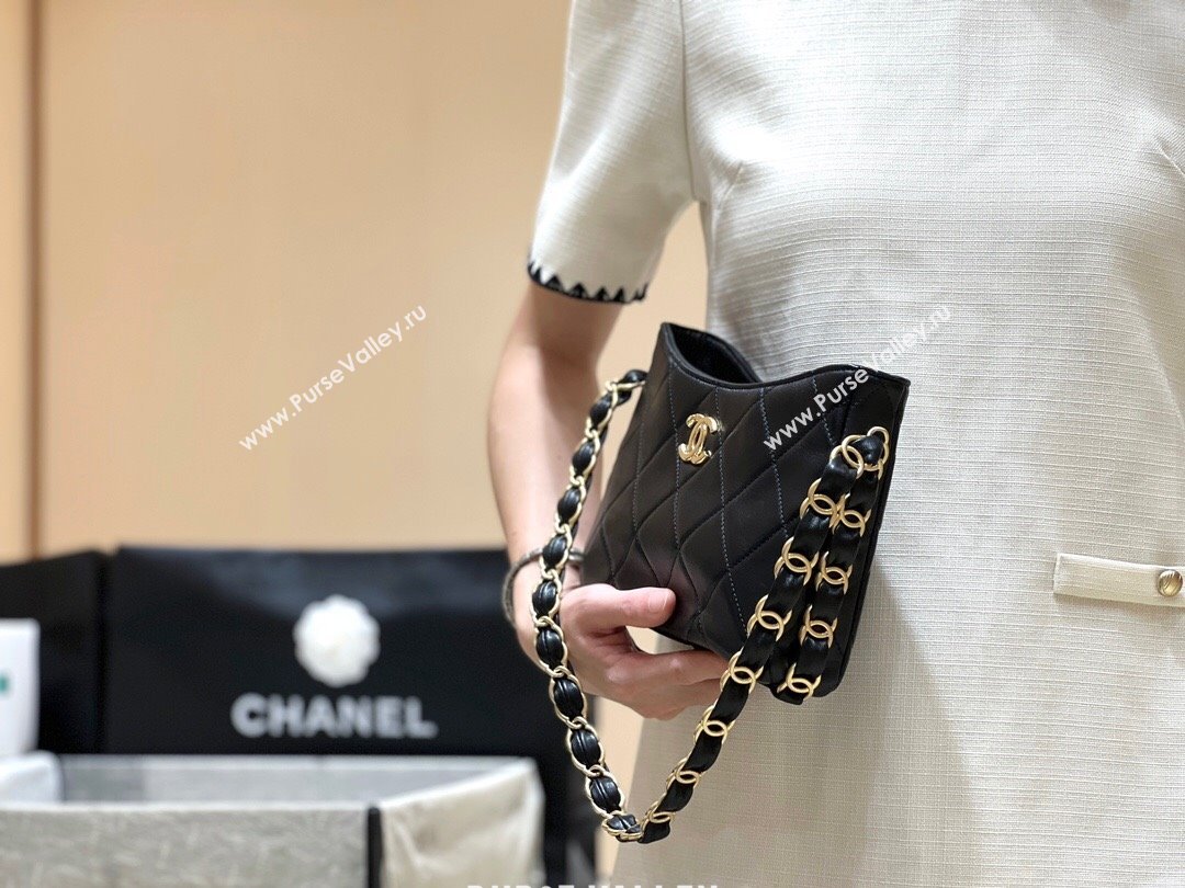 Chanel Lambskin Hobo Bag with CC Chain Strap Black AS5177 2024 Top Quality (SHUNY-24112102)