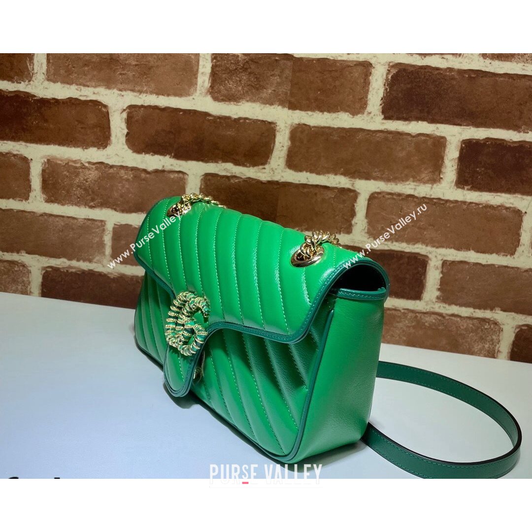 Gucci GG Marmont Small Shoulder Bag 443497 Bright Green 2021 (DLH-21072628)