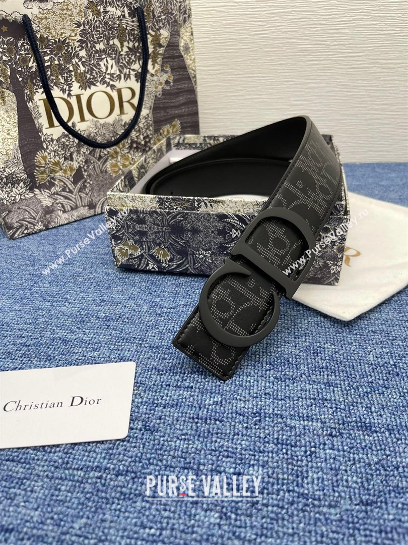 Dior CD Belt in Print Calfskin Width 4cm Black 2024 (YANG-24070418)