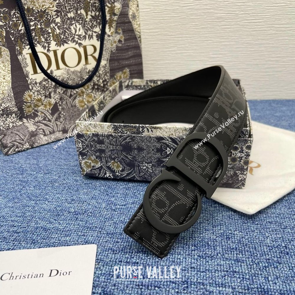 Dior CD Belt in Print Calfskin Width 4cm Black 2024 (YANG-24070418)