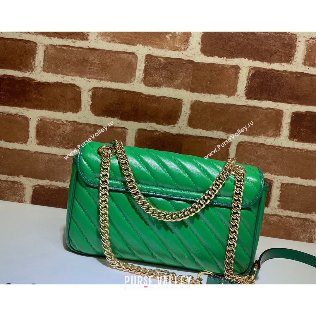 Gucci GG Marmont Small Shoulder Bag 443497 Bright Green 2021 (DLH-21072628)