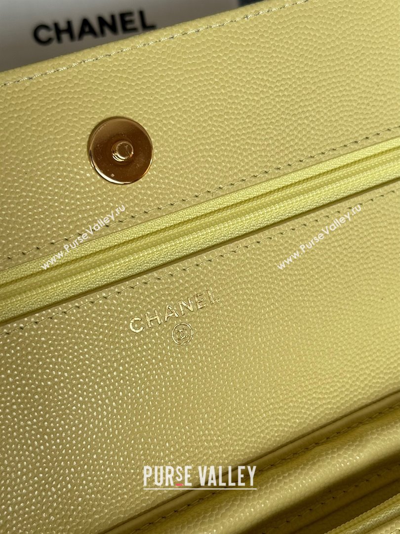 Chanel Grained Calfskin Classic Wallet on Chain WOC Gold/Yellow 2024 (MHUI-241519)