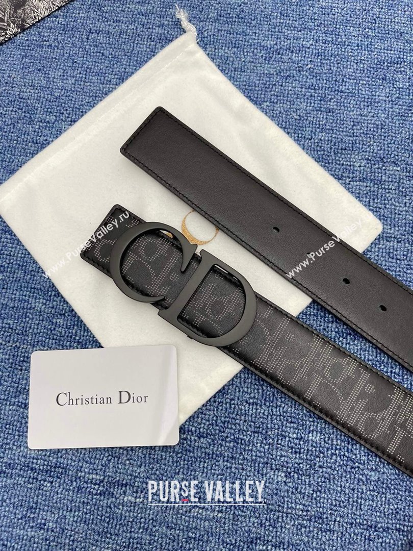 Dior CD Belt in Print Calfskin Width 4cm Black 2024 (YANG-24070418)