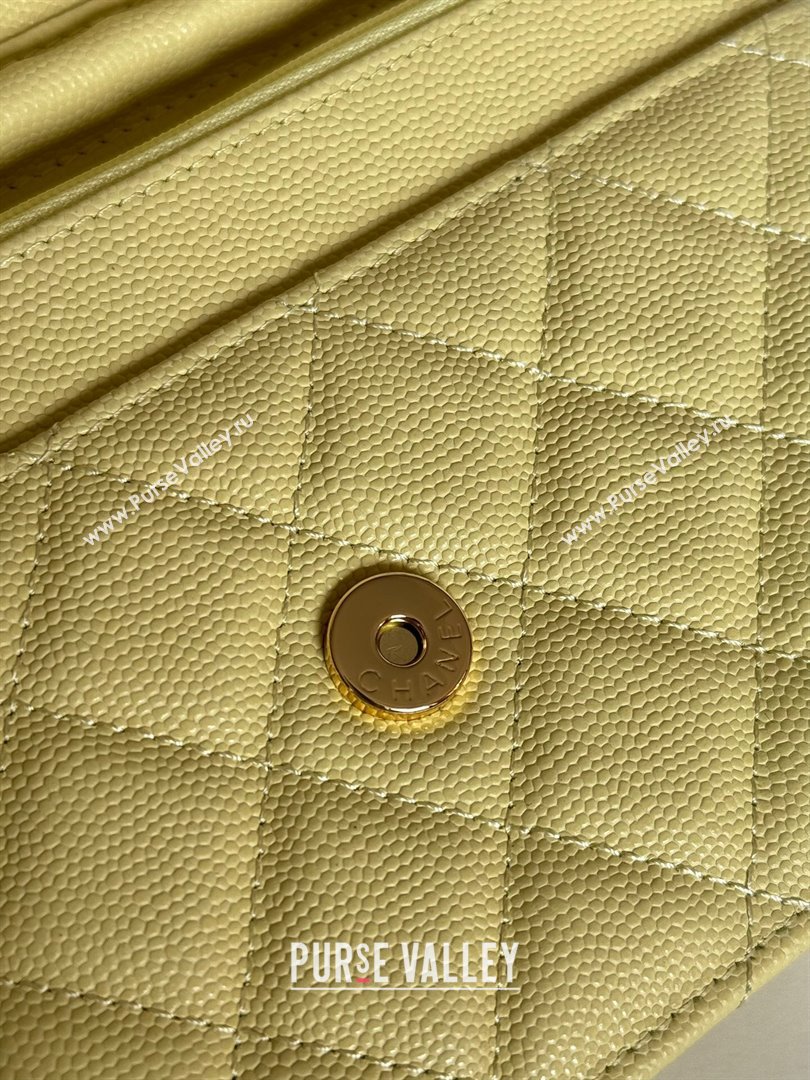 Chanel Grained Calfskin Classic Wallet on Chain WOC Gold/Yellow 2024 (MHUI-241519)