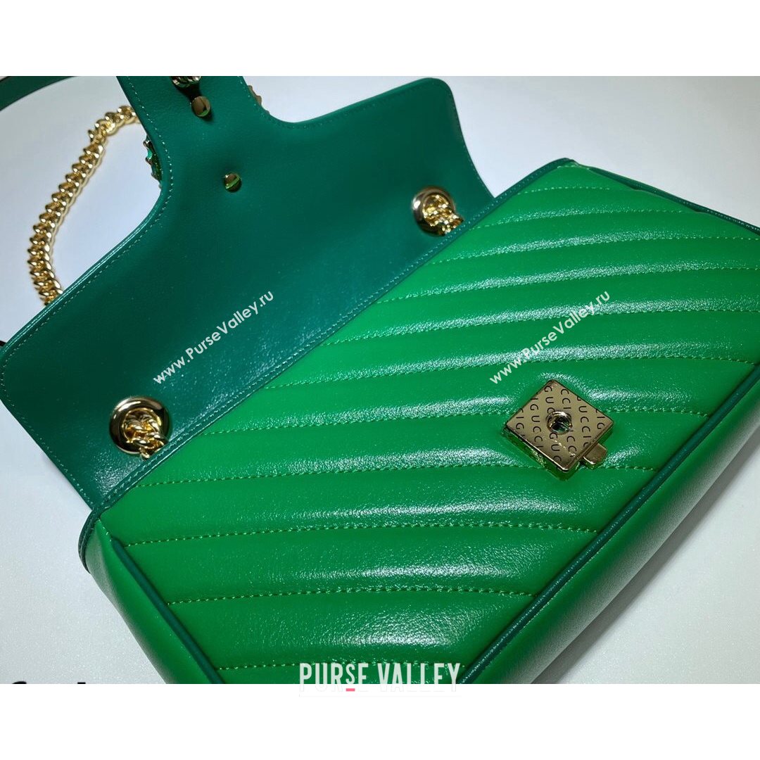 Gucci GG Marmont Small Shoulder Bag 443497 Bright Green 2021 (DLH-21072628)