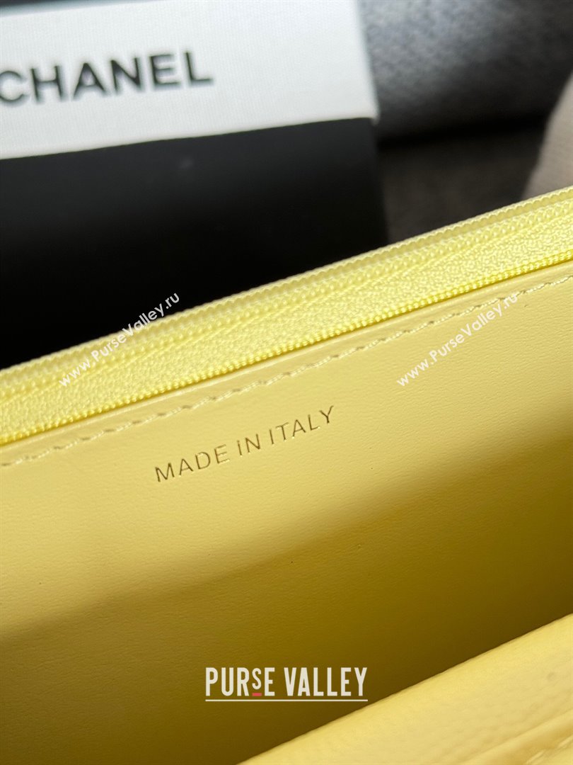 Chanel Grained Calfskin Classic Wallet on Chain WOC Gold/Yellow 2024 (MHUI-241519)