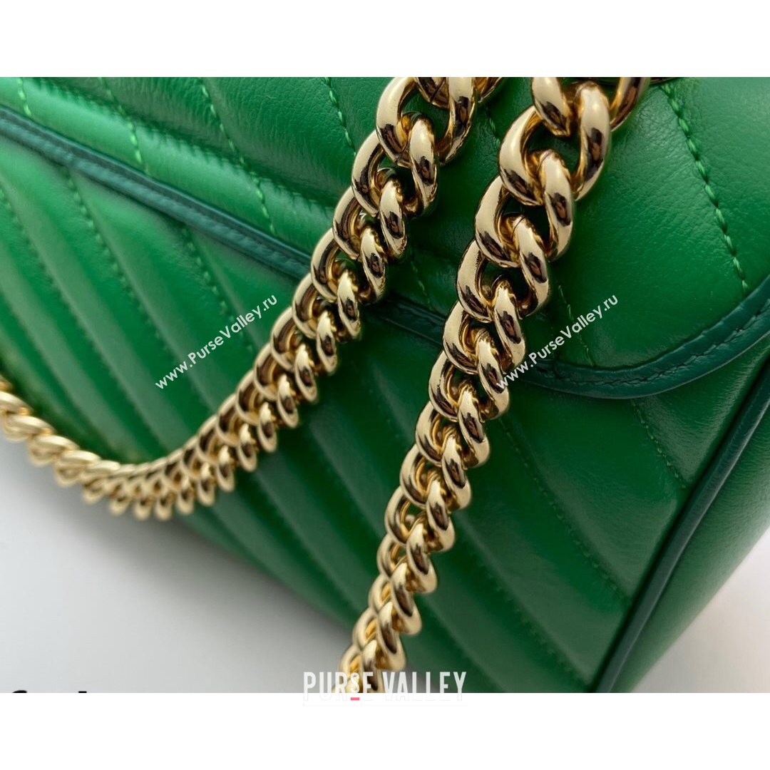 Gucci GG Marmont Small Shoulder Bag 443497 Bright Green 2021 (DLH-21072628)