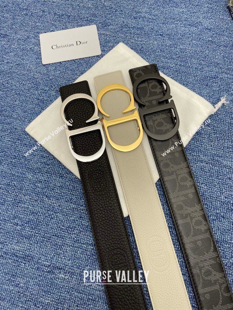 Dior CD Belt in Grained Calfskin Width 4cm Black/Silver 2024 (YANG-24070419)