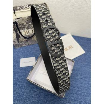 Dior CD Belt in Dior Oblique Jacquard and Grained Calfskin Black 01 2024 (YANG-24070420)