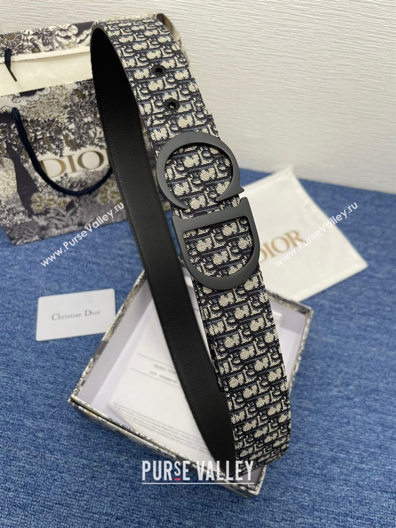 Dior CD Belt in Dior Oblique Jacquard and Grained Calfskin Black 01 2024 (YANG-24070420)