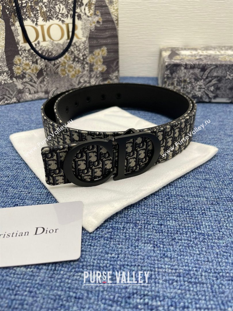 Dior CD Belt in Dior Oblique Jacquard and Grained Calfskin Black 01 2024 (YANG-24070420)