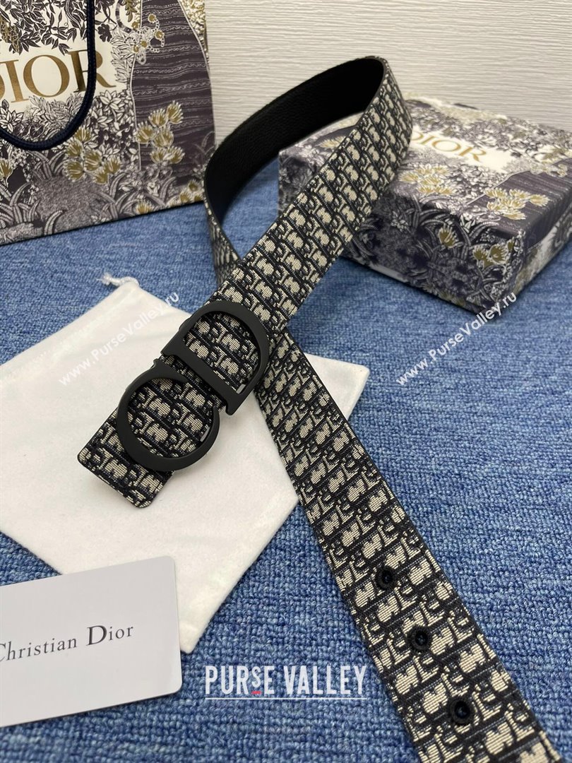 Dior CD Belt in Dior Oblique Jacquard and Grained Calfskin Black 01 2024 (YANG-24070420)