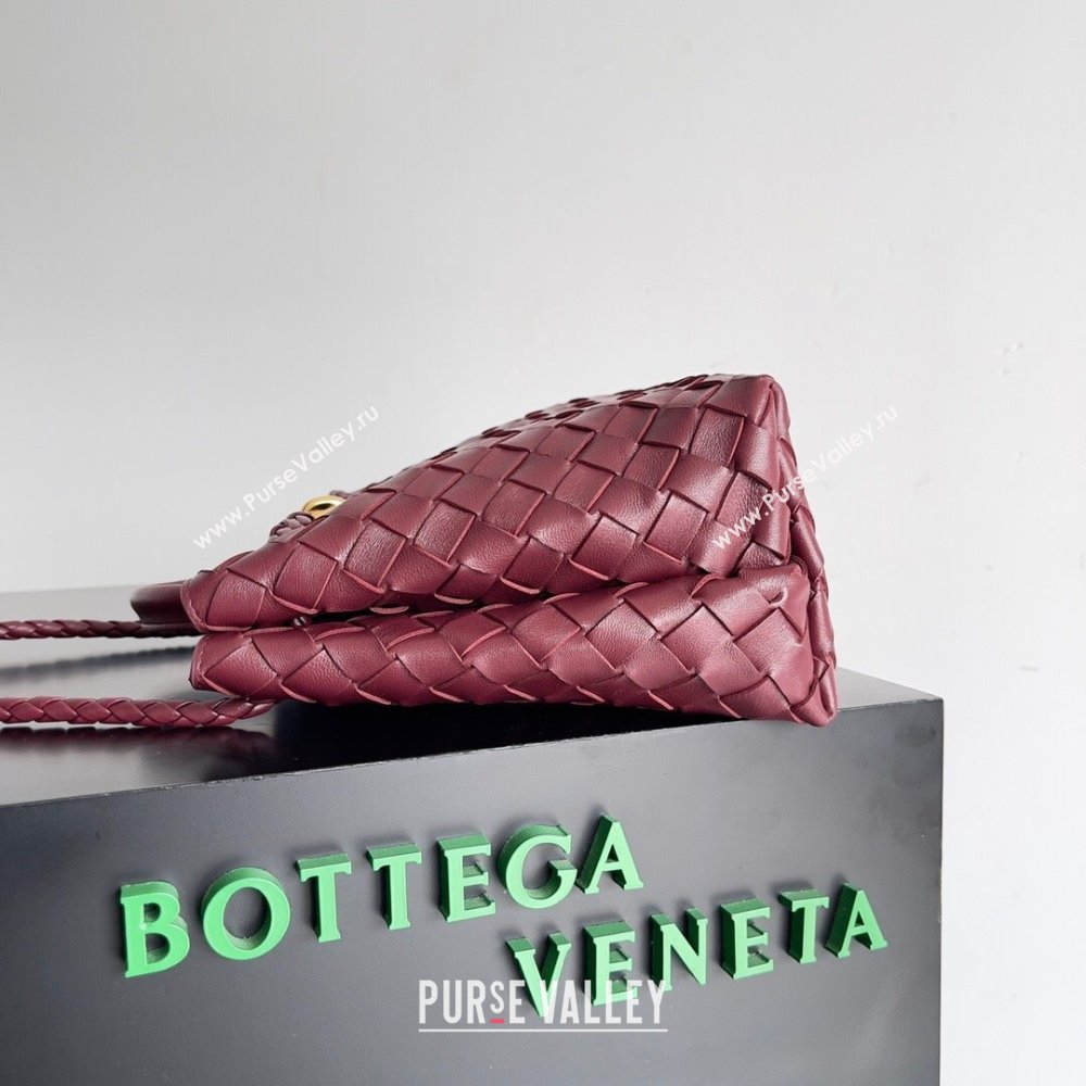 Bottega Veneta Small Andiamo Top Handle Bag in Intrecciato Leather 743568 Burgundy 2024 (MS-24042422)