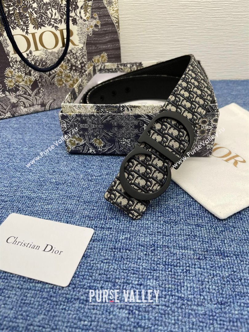 Dior CD Belt in Dior Oblique Jacquard and Grained Calfskin Black 01 2024 (YANG-24070420)