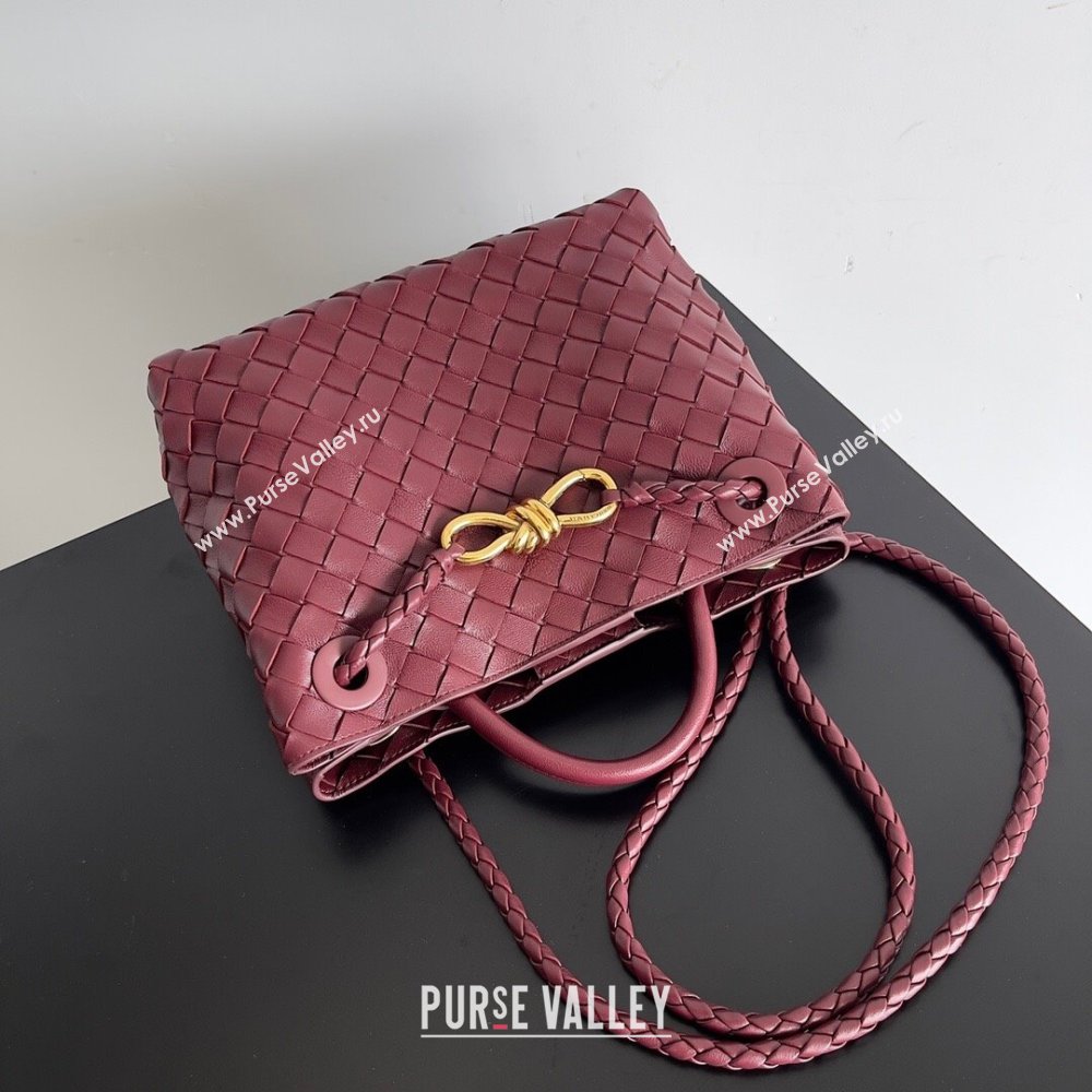 Bottega Veneta Small Andiamo Top Handle Bag in Intrecciato Leather 743568 Burgundy 2024 (MS-24042422)
