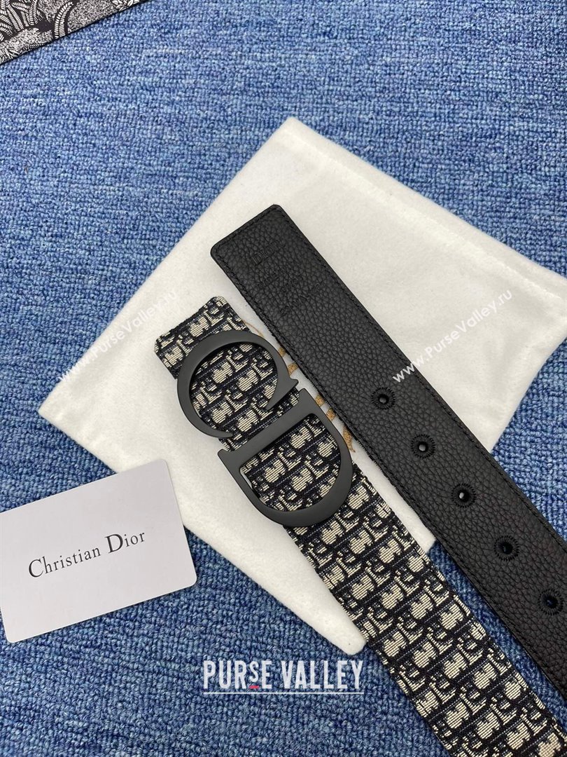 Dior CD Belt in Dior Oblique Jacquard and Grained Calfskin Black 01 2024 (YANG-24070420)