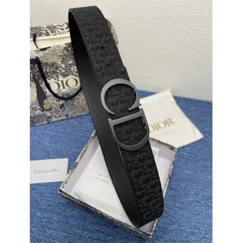 Dior CD Belt in Dior Oblique Jacquard and Grained Calfskin Black 02 2024 (YANG-24070421)