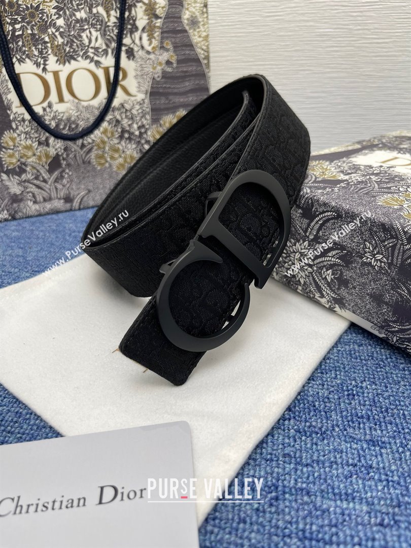 Dior CD Belt in Dior Oblique Jacquard and Grained Calfskin Black 02 2024 (YANG-24070421)