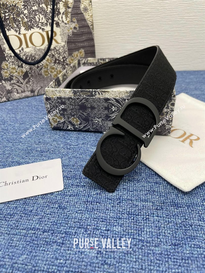 Dior CD Belt in Dior Oblique Jacquard and Grained Calfskin Black 02 2024 (YANG-24070421)