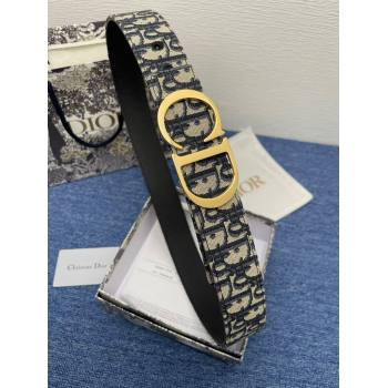 Dior CD Belt in Dior Oblique Jacquard and Grained Calfskin Black/Gold 2024 (YANG-24070424)