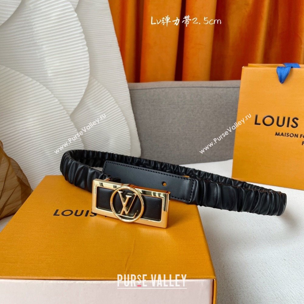 Louis Vuitton Elastic Calfskin Belt Width 2.5cm Black 2024 (YANG-24070426)