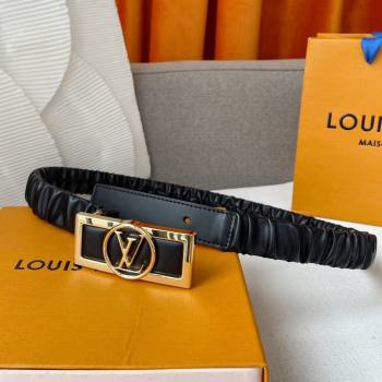 Louis Vuitton Elastic Calfskin Belt Width 2.5cm Black 2024 (YANG-24070426)