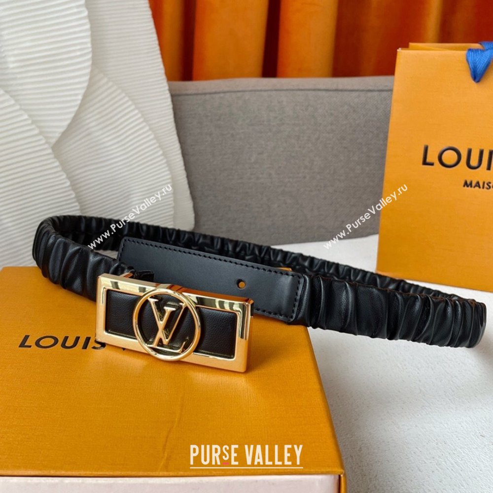 Louis Vuitton Elastic Calfskin Belt Width 2.5cm Black 2024 (YANG-24070426)