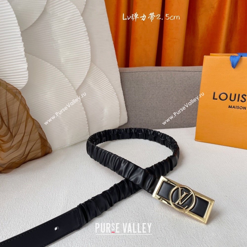 Louis Vuitton Elastic Calfskin Belt Width 2.5cm Black 2024 (YANG-24070426)