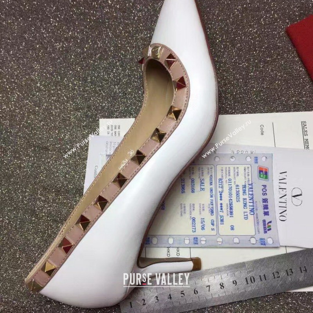 Valentino Rockstud Matte Lambskin Pumps 6.5cm White 2021 (XL-21082072)