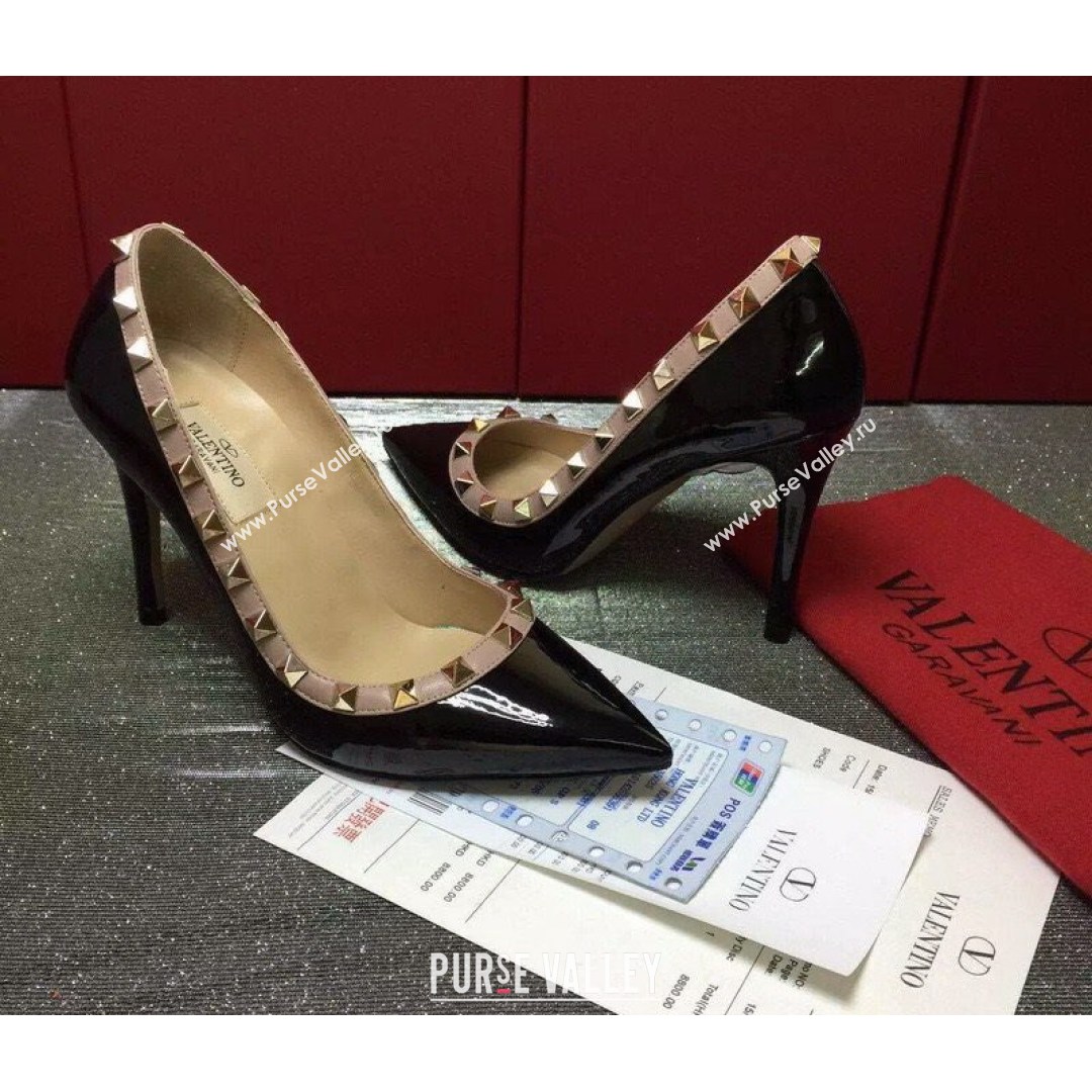 Valentino Rockstud Patent Leather Pumps 9.5cm Black 2021 28 (XL-21082077)