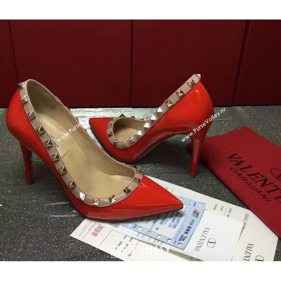 Valentino Rockstud Patent Leather Pumps 9.5cm Red 2021 30 (XL-21082079)