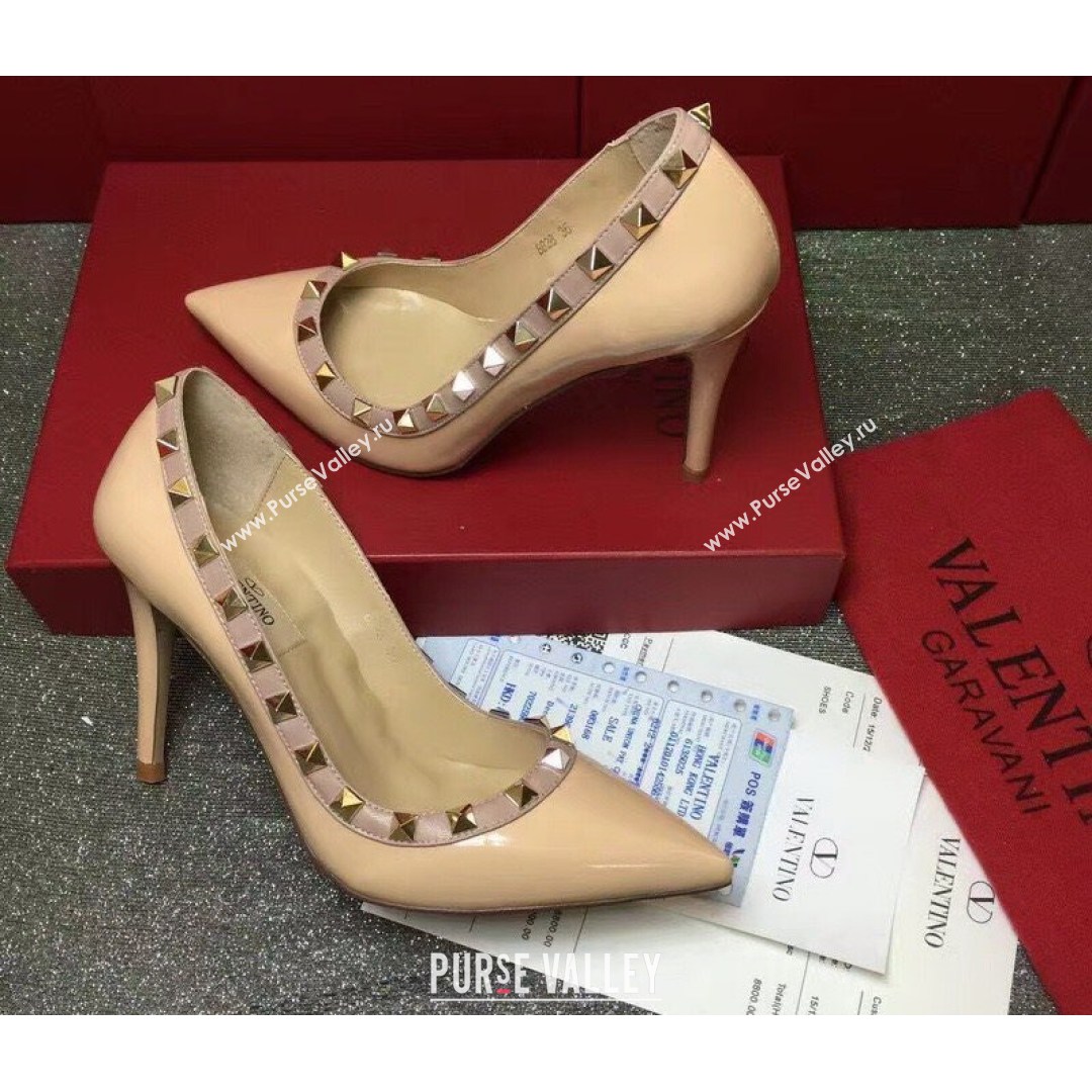 Valentino Rockstud Patent Leather Pumps 9.5cm Nude 2021 29 (XL-21082078)