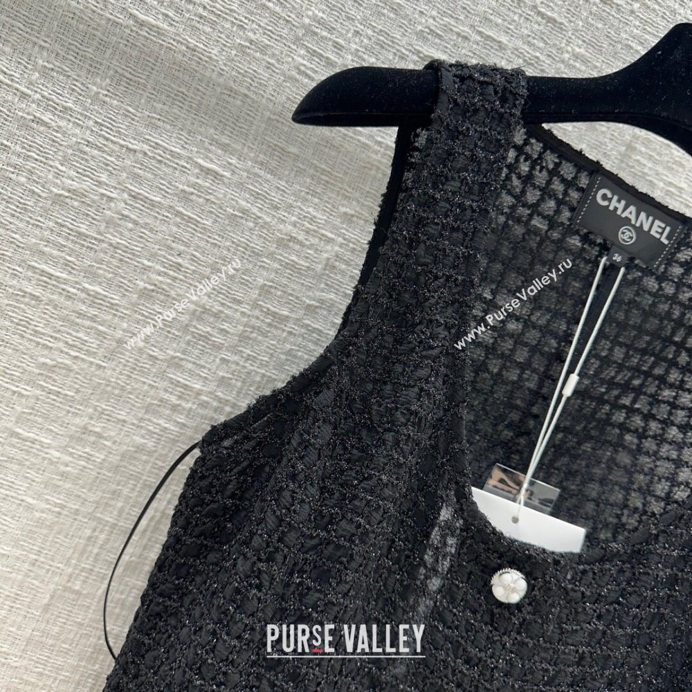 Chanel Tweed Long Dress CH042707 Black 2024 (Q-24042707)