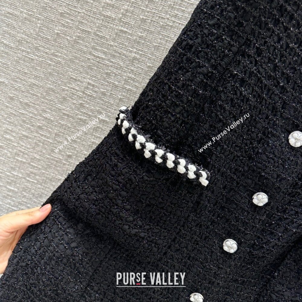 Chanel Tweed Long Dress CH042707 Black 2024 (Q-24042707)