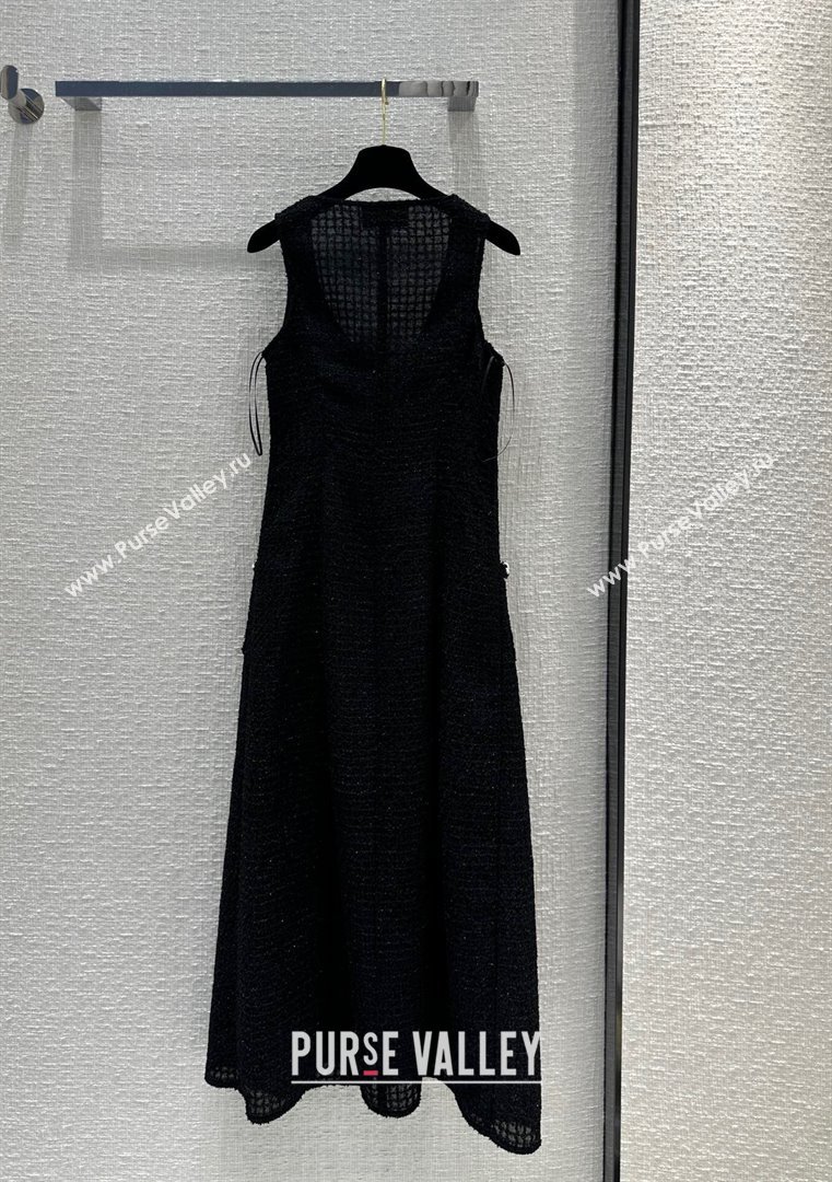 Chanel Tweed Long Dress CH042707 Black 2024 (Q-24042707)