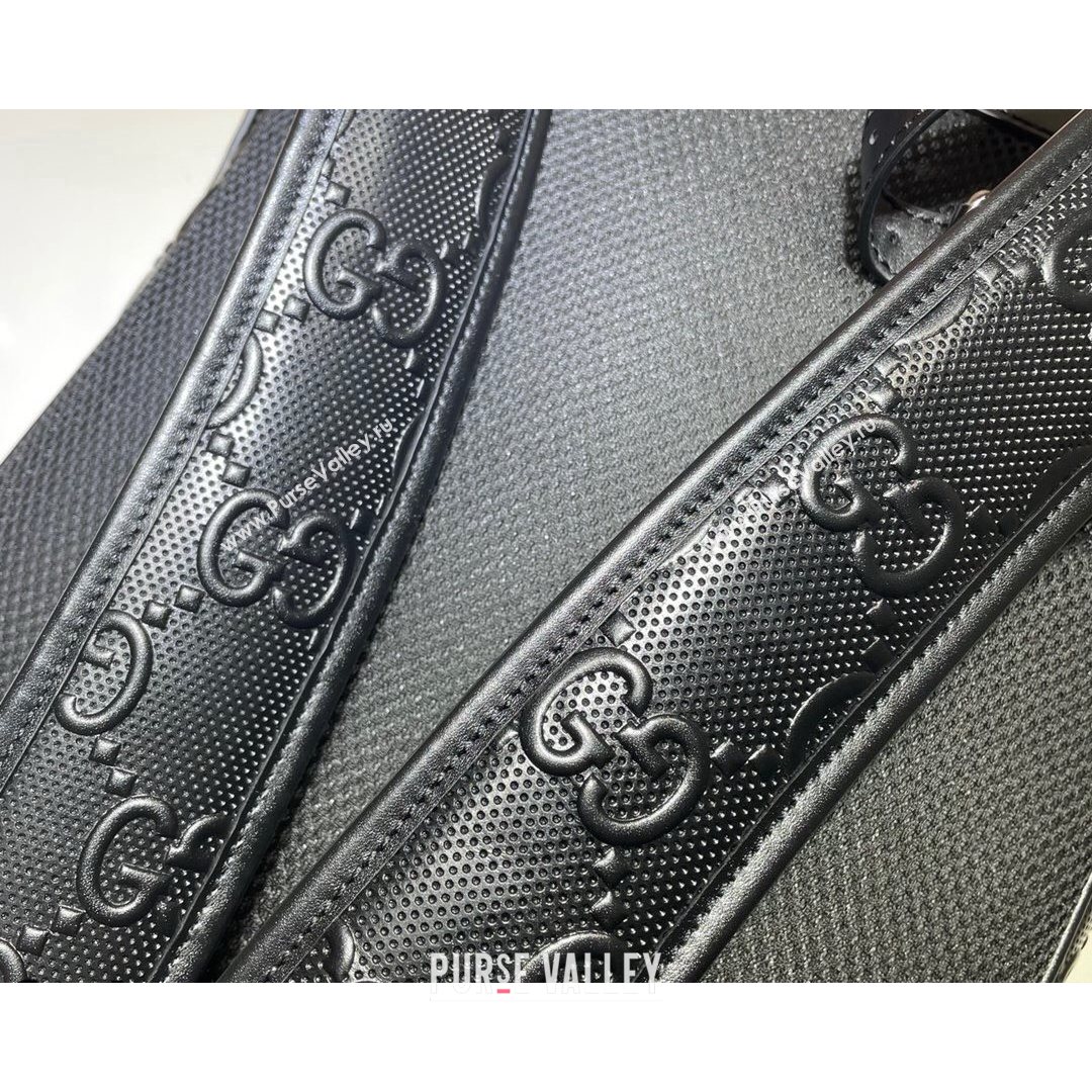 Gucci GG Embossed Perforated Leather Backpack 658579 Black 2021 (DLH-21072639)