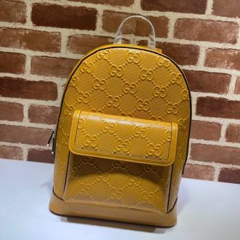 Gucci GG Embossed Perforated Leather Backpack 658579 Yellow 2021 (DLH-21072638)