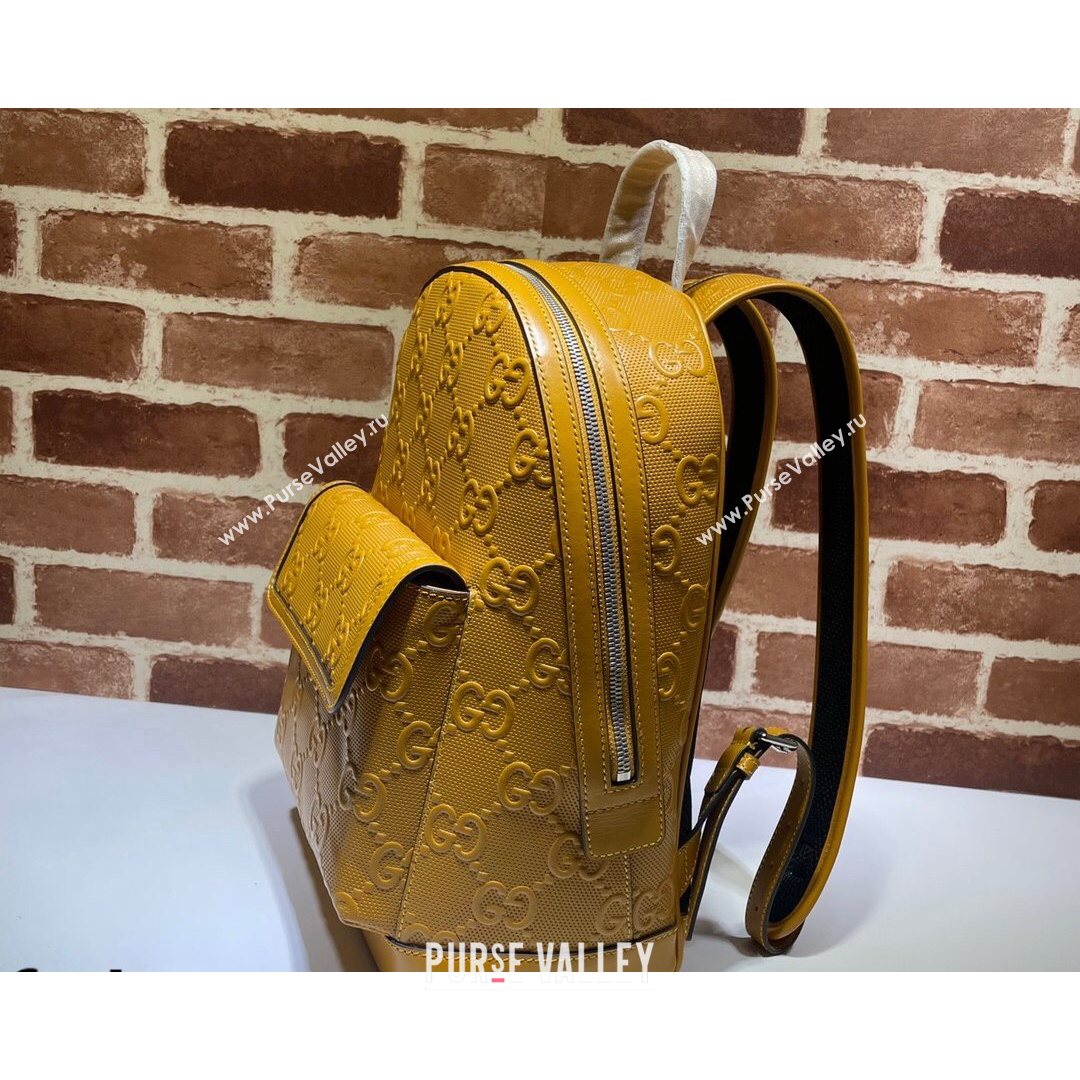 Gucci GG Embossed Perforated Leather Backpack 658579 Yellow 2021 (DLH-21072638)