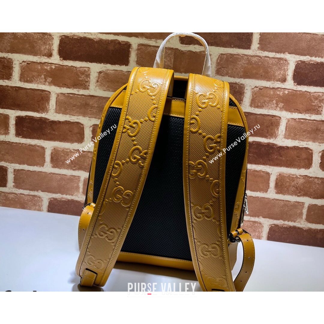 Gucci GG Embossed Perforated Leather Backpack 658579 Yellow 2021 (DLH-21072638)