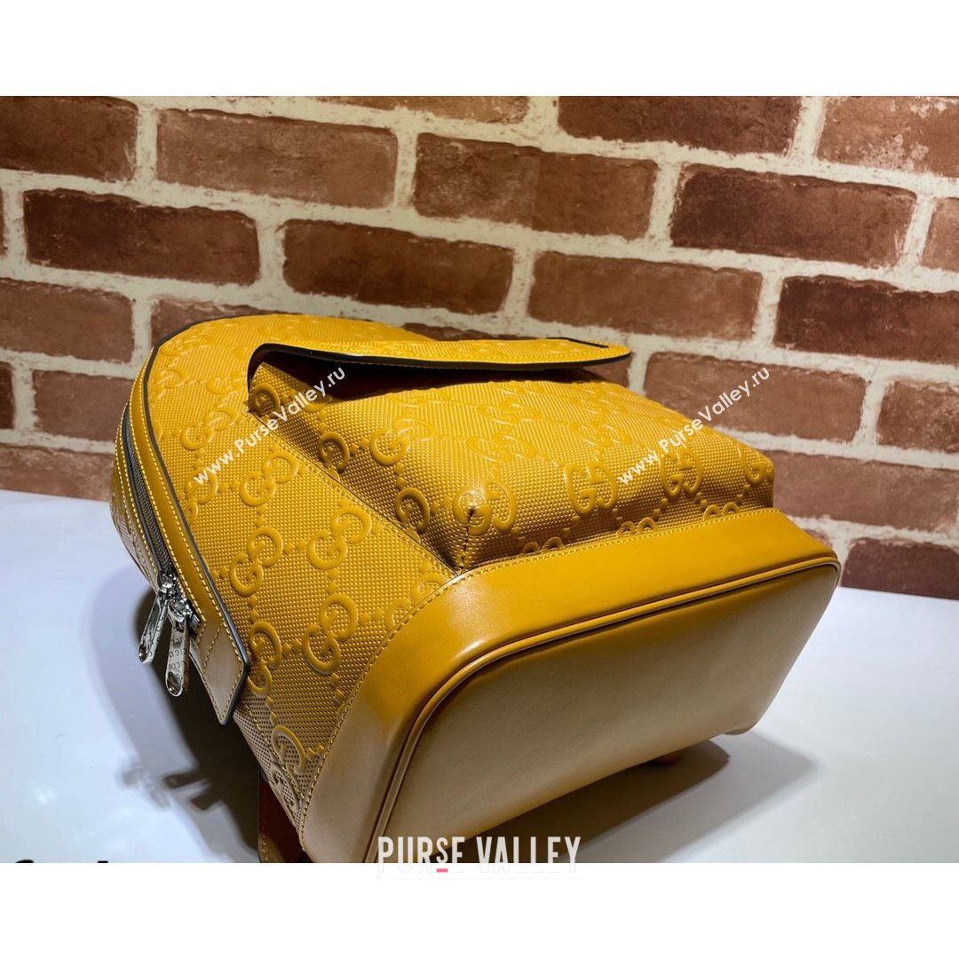 Gucci GG Embossed Perforated Leather Backpack 658579 Yellow 2021 (DLH-21072638)