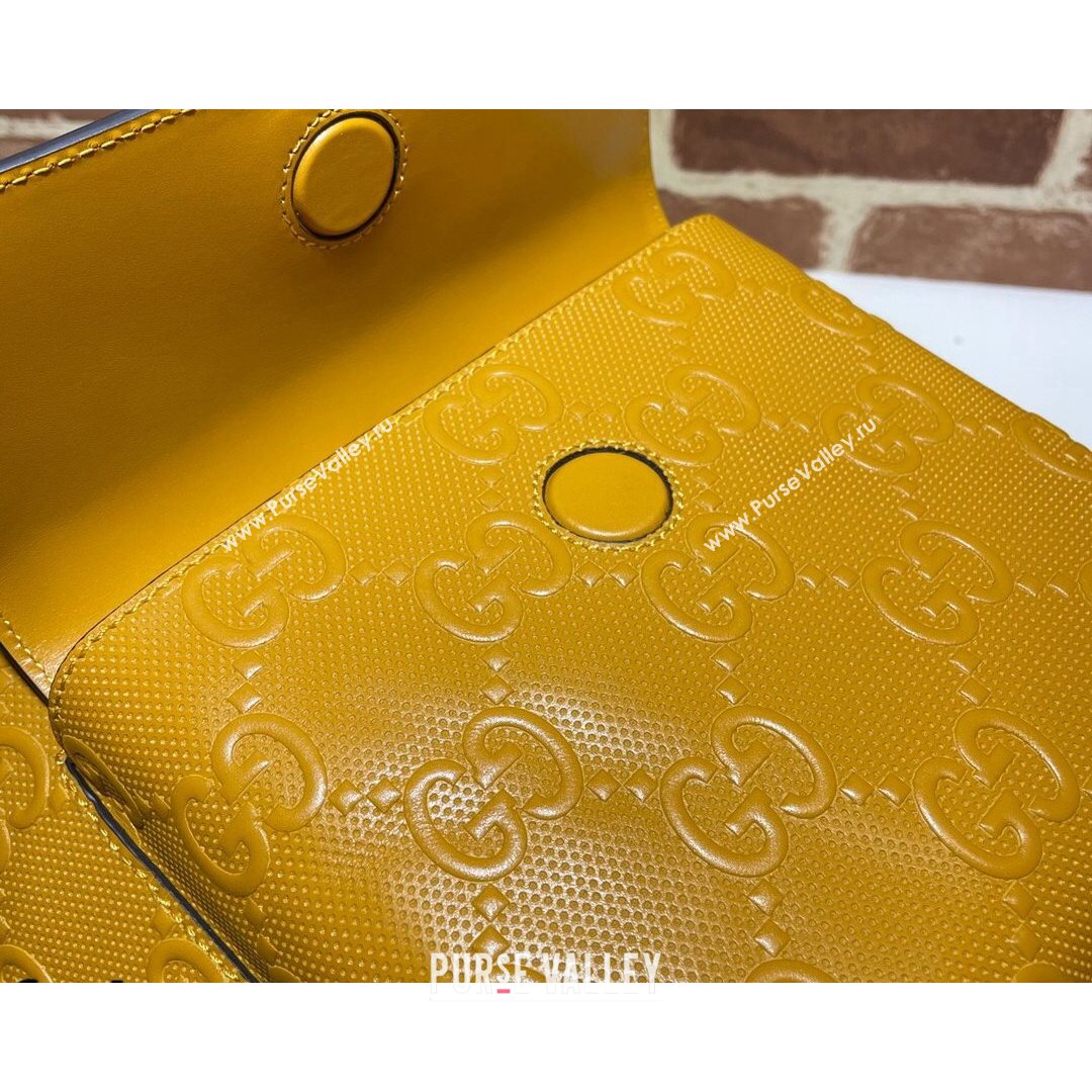 Gucci GG Embossed Perforated Leather Backpack 658579 Yellow 2021 (DLH-21072638)