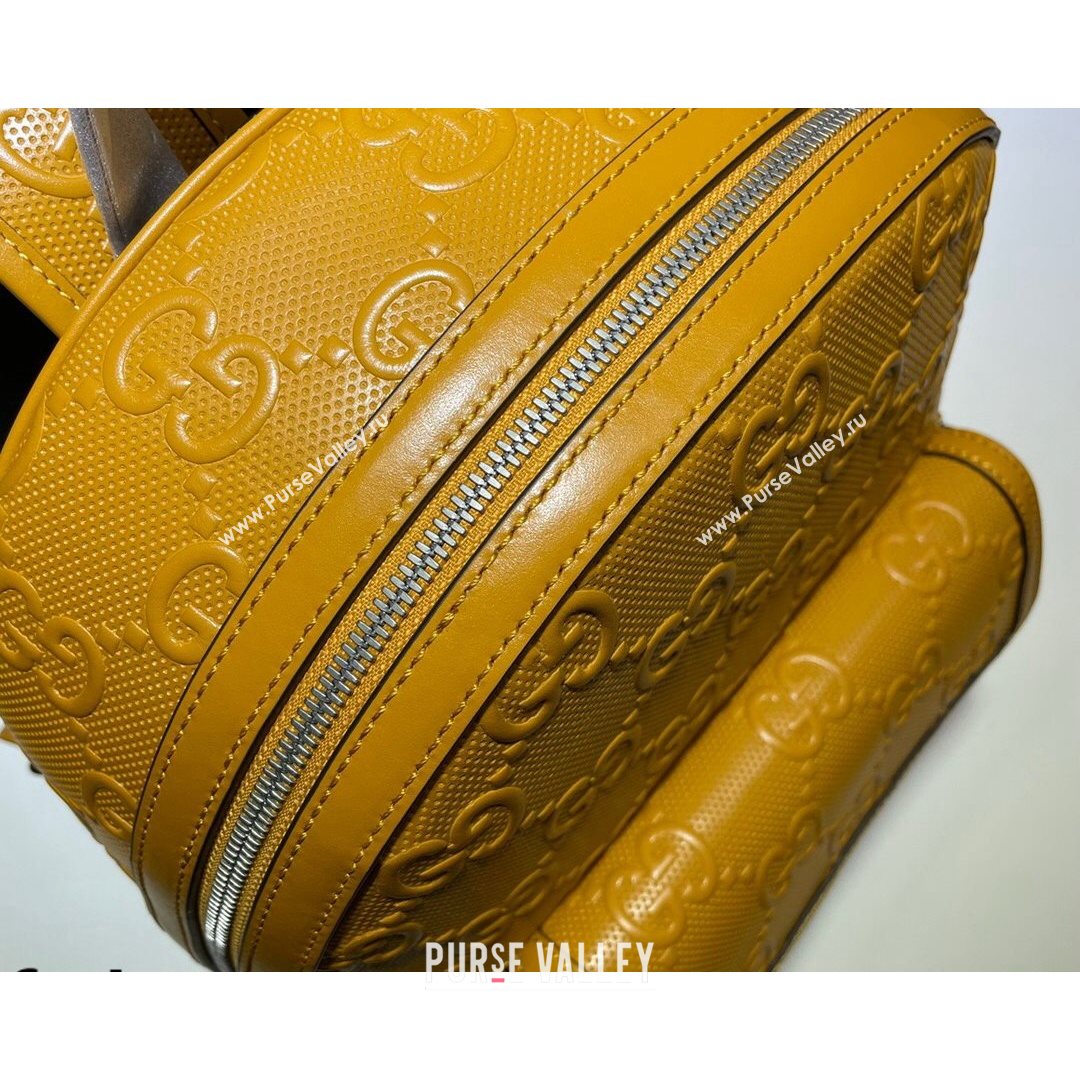 Gucci GG Embossed Perforated Leather Backpack 658579 Yellow 2021 (DLH-21072638)